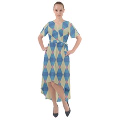 Pattern Texture Chevron Front Wrap High Low Dress