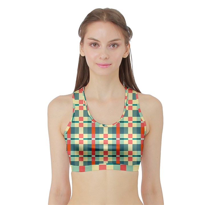 Texture Plaid Sports Bra with Border