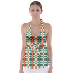 Texture Plaid Babydoll Tankini Top by Dutashop