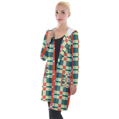 Texture Plaid Hooded Pocket Cardigan by Dutashop