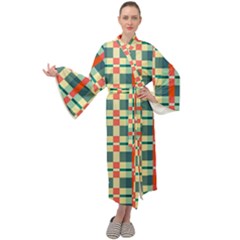 Texture Plaid Maxi Velour Kimono by Dutashop