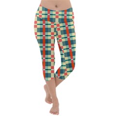 Texture Plaid Lightweight Velour Capri Yoga Leggings by Dutashop