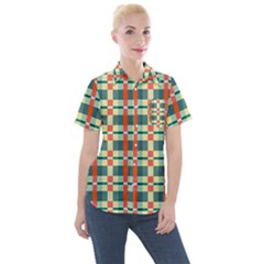 Texture Plaid Women s Short Sleeve Pocket Shirt