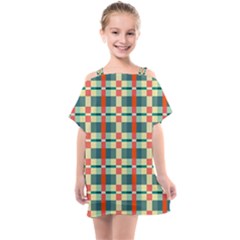 Texture Plaid Kids  One Piece Chiffon Dress