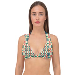 Texture Plaid Double Strap Halter Bikini Top by Dutashop