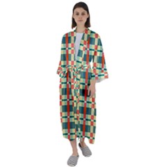 Texture Plaid Maxi Satin Kimono by Dutashop