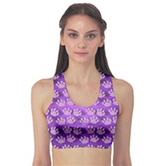 Pattern Texture Feet Dog Purple Sports Bra by Dutashop