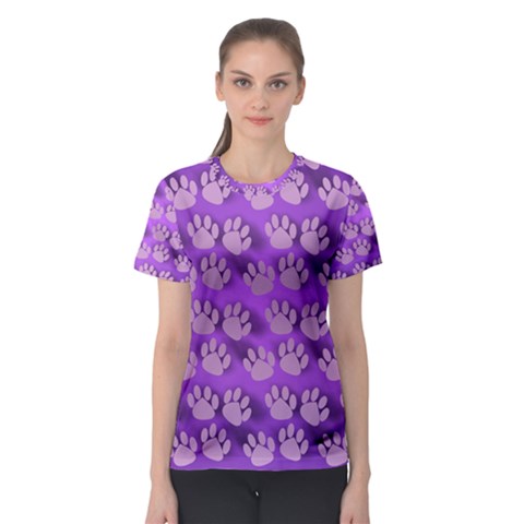 Pattern Texture Feet Dog Purple Women s Sport Mesh Tee by Dutashop