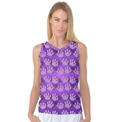 Pattern Texture Feet Dog Purple Women s Basketball Tank Top by Dutashop