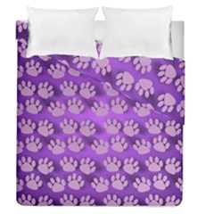 Pattern Texture Feet Dog Purple Duvet Cover Double Side (queen Size) by Dutashop