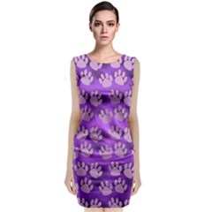 Pattern Texture Feet Dog Purple Classic Sleeveless Midi Dress by Dutashop