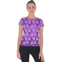 Pattern Texture Feet Dog Purple Short Sleeve Sports Top  View1