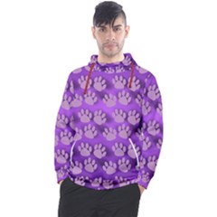 Pattern Texture Feet Dog Purple Men s Pullover Hoodie by Dutashop