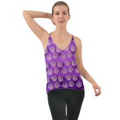 Pattern Texture Feet Dog Purple Chiffon Cami