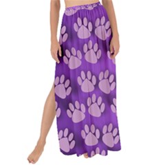 Pattern Texture Feet Dog Purple Maxi Chiffon Tie-up Sarong