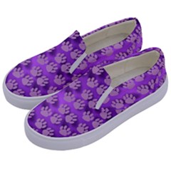 Pattern Texture Feet Dog Purple Kids  Canvas Slip Ons by Dutashop