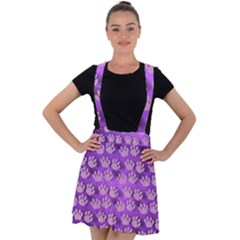 Pattern Texture Feet Dog Purple Velvet Suspender Skater Skirt