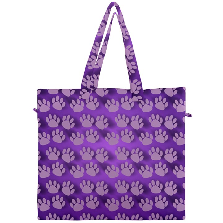 Pattern Texture Feet Dog Purple Canvas Travel Bag