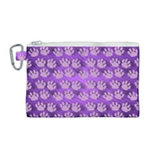 Pattern Texture Feet Dog Purple Canvas Cosmetic Bag (medium) by Dutashop