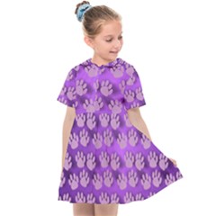 Pattern Texture Feet Dog Purple Kids  Sailor Dress by Dutashop