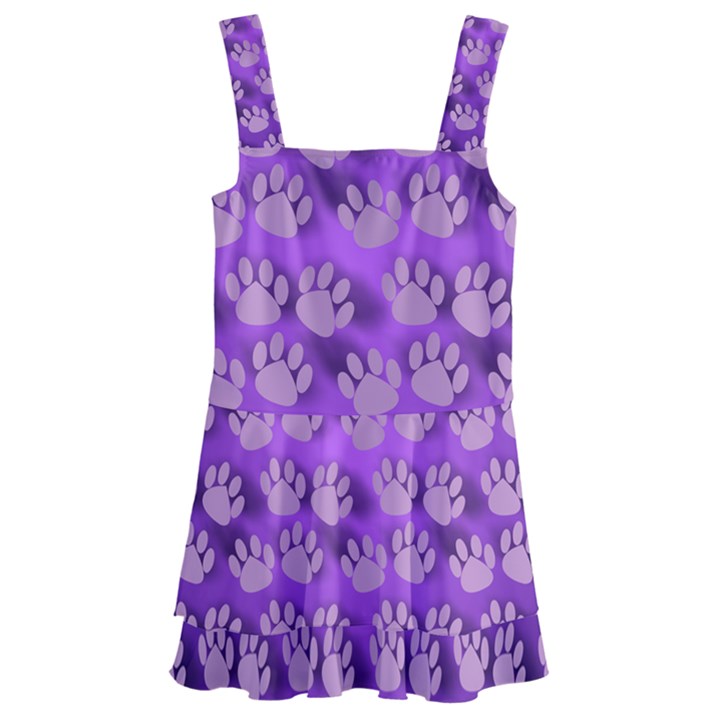 Pattern Texture Feet Dog Purple Kids  Layered Skirt Swimsuit