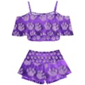 Pattern Texture Feet Dog Purple Kids  Off Shoulder Skirt Bikini View1