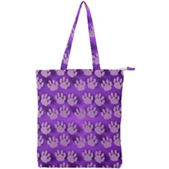 Pattern Texture Feet Dog Purple Double Zip Up Tote Bag