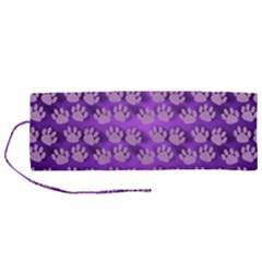 Pattern Texture Feet Dog Purple Roll Up Canvas Pencil Holder (m)