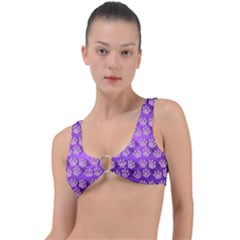 Pattern Texture Feet Dog Purple Ring Detail Bikini Top