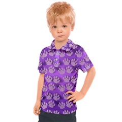 Pattern Texture Feet Dog Purple Kids  Polo Tee