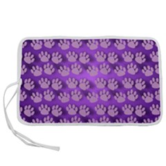 Pattern Texture Feet Dog Purple Pen Storage Case (l)