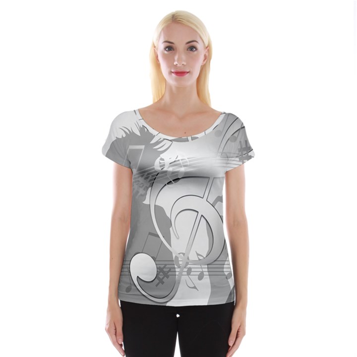 Dance Music Treble Clef Sound Girl Cap Sleeve Top