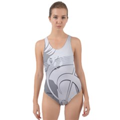 Dance Music Treble Clef Sound Girl Cut-out Back One Piece Swimsuit by Dutashop