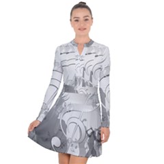 Dance Music Treble Clef Sound Girl Long Sleeve Panel Dress by Dutashop