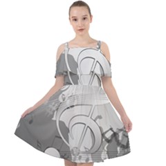 Dance Music Treble Clef Sound Girl Cut Out Shoulders Chiffon Dress by Dutashop