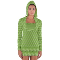 Green Pattern Ornate Background Long Sleeve Hooded T-shirt