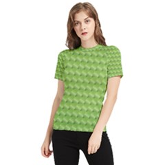 Green Pattern Ornate Background Women s Short Sleeve Rash Guard by Dutashop