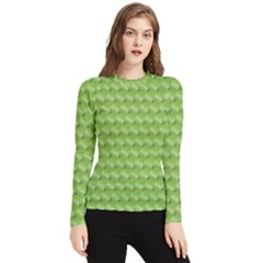 Green Pattern Ornate Background Women s Long Sleeve Rash Guard by Dutashop