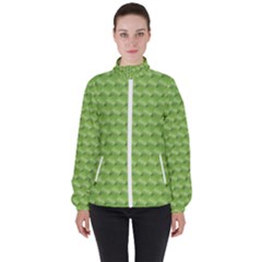 Green Pattern Ornate Background Women s High Neck Windbreaker