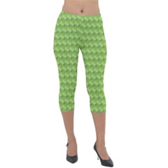 Green Pattern Ornate Background Lightweight Velour Capri Leggings 