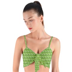 Green Pattern Ornate Background Woven Tie Front Bralet by Dutashop