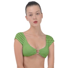 Green Pattern Ornate Background Cap Sleeve Ring Bikini Top by Dutashop