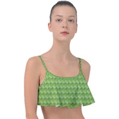 Green Pattern Ornate Background Frill Bikini Top by Dutashop