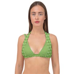 Green Pattern Ornate Background Double Strap Halter Bikini Top by Dutashop