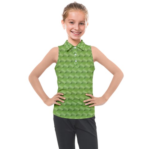 Green Pattern Ornate Background Kids  Sleeveless Polo Tee by Dutashop