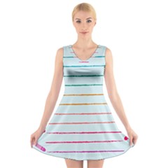 Crayon Background School Paper V-neck Sleeveless Dress by Dutashop