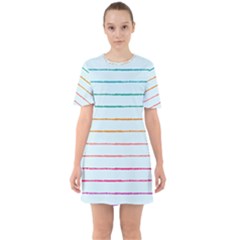 Crayon Background School Paper Sixties Short Sleeve Mini Dress by Dutashop