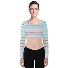 Crayon Background School Paper Velvet Long Sleeve Crop Top