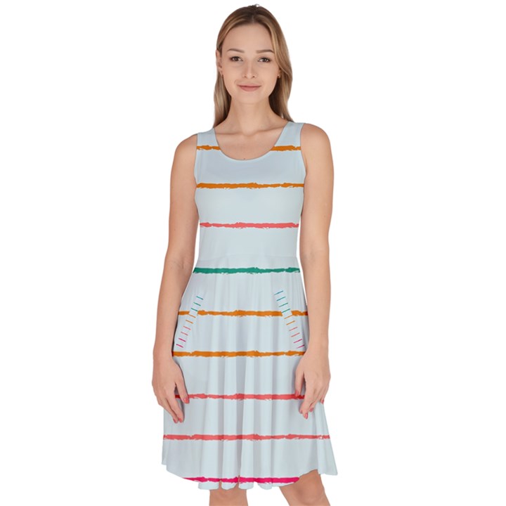 Crayon Background School Paper Knee Length Skater Dress With Pockets