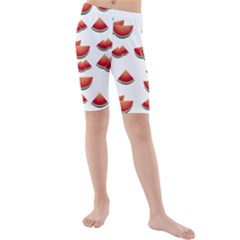 Summer Watermelon Pattern Kids  Mid Length Swim Shorts by Dutashop